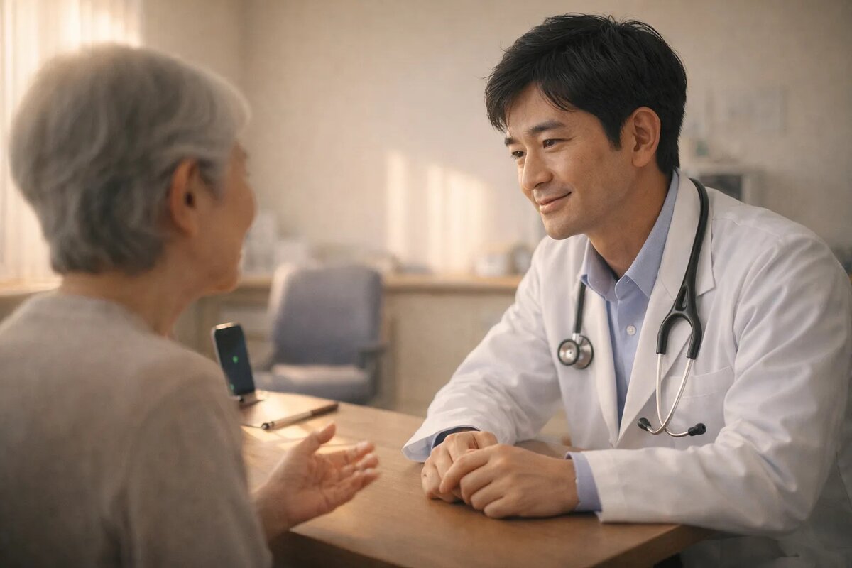 患者と向き合って穏やかに対話する医師